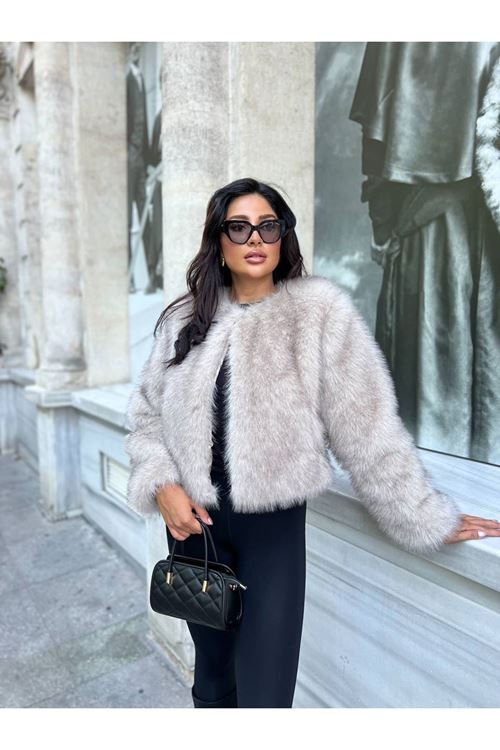 Bisiklet Yaka Lolita Kürk Mont