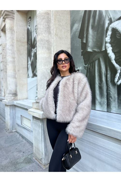 Bisiklet Yaka Lolita Kürk Mont