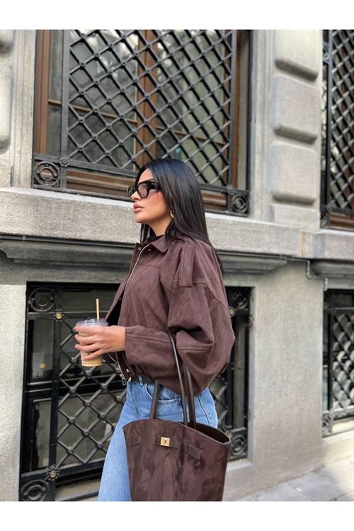 Fermuarlı Süet Ceket