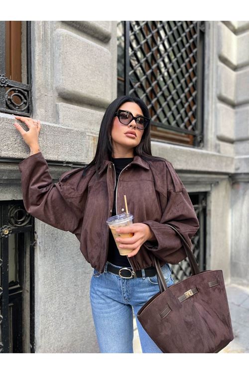 Fermuarlı Süet Ceket