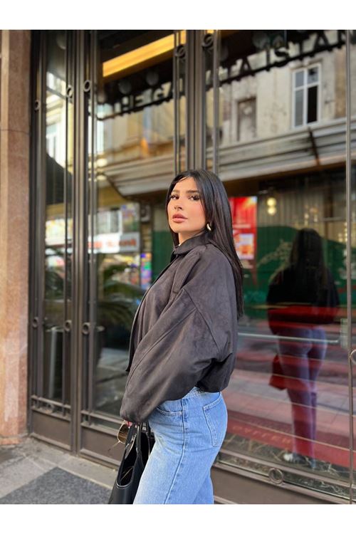 Fermuarlı Süet Ceket