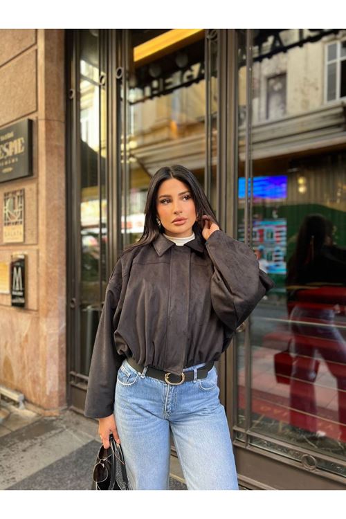 Fermuarlı Süet Ceket