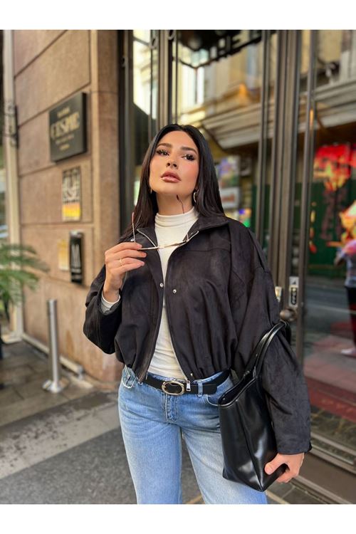 Fermuarlı Süet Ceket