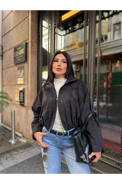 Fermuarlı Süet Ceket