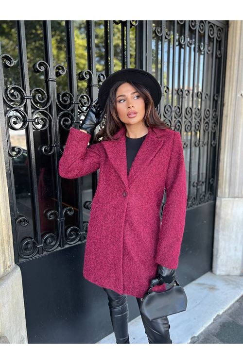 Tek Düğmeli Kaşe Kaban