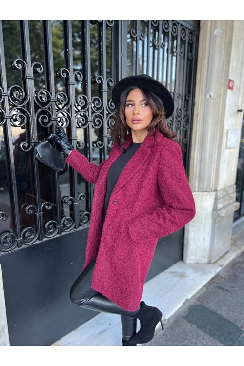 Tek Düğmeli Kaşe Kaban