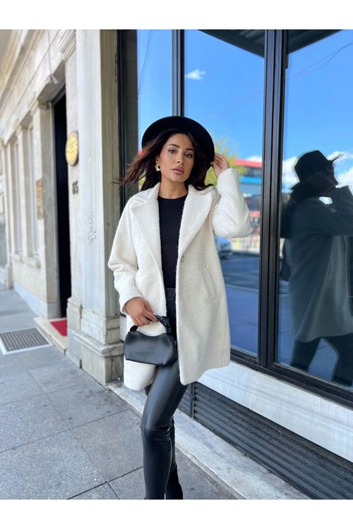 Tek Düğmeli Kaşe Kaban