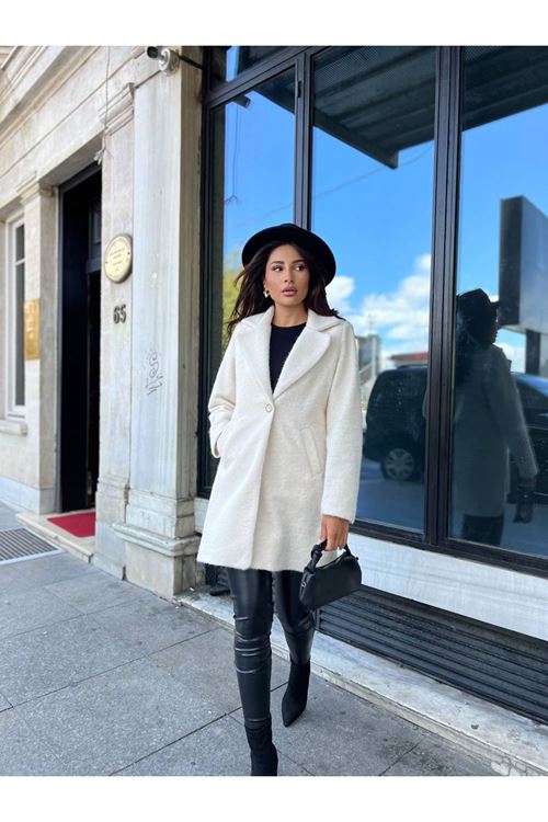 Tek Düğmeli Kaşe Kaban