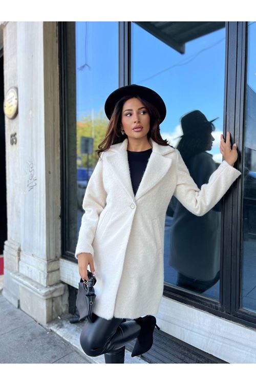 Tek Düğmeli Kaşe Kaban