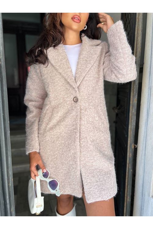 Tek Düğmeli Kaşe Kaban