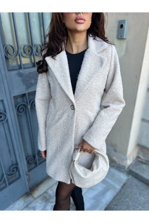 Tek Düğmeli Kaşe Kaban