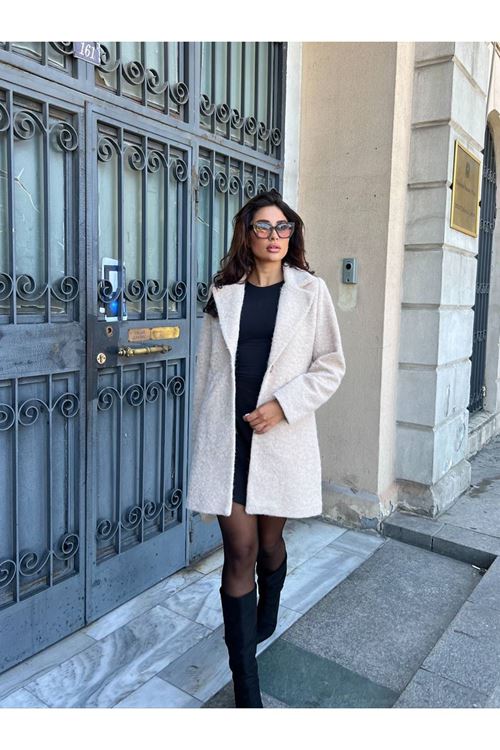 Tek Düğmeli Kaşe Kaban