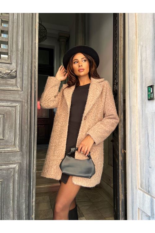 Tek Düğmeli Kaşe Kaban