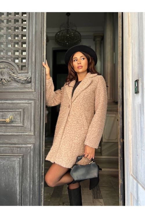 Tek Düğmeli Kaşe Kaban