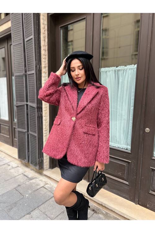 Sakallı Tek Düğmeli Çift Cepli Ceket