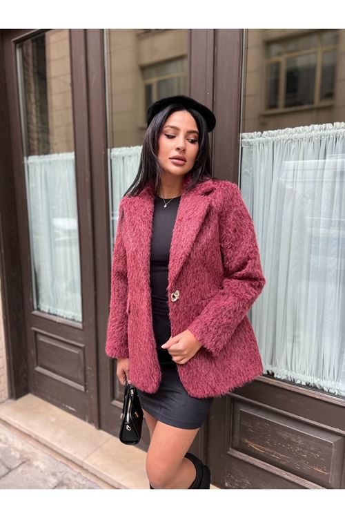 Sakallı Tek Düğmeli Çift Cepli Ceket