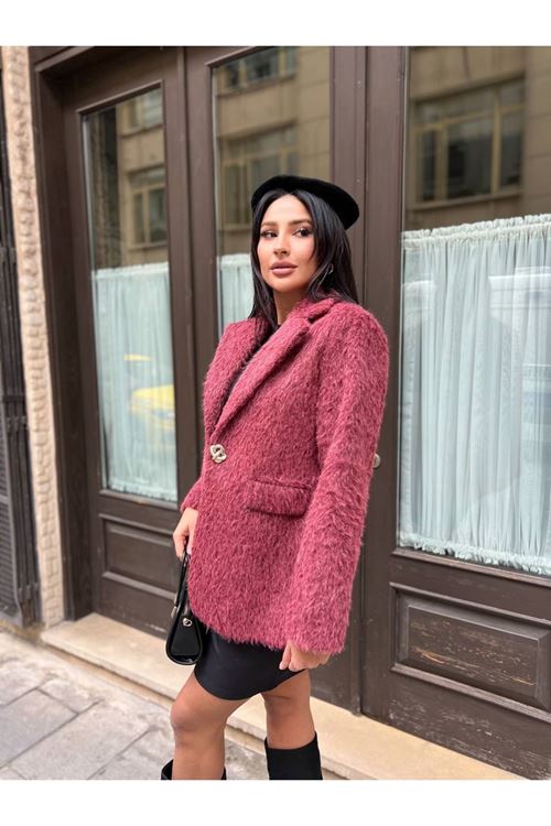 Sakallı Tek Düğmeli Çift Cepli Ceket