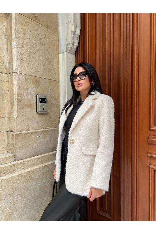 Sakallı Tek Düğmeli Çift Cepli Ceket