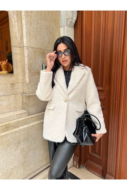 Sakallı Tek Düğmeli Çift Cepli Ceket