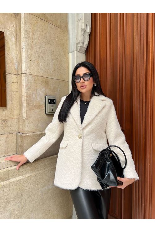 Sakallı Tek Düğmeli Çift Cepli Ceket