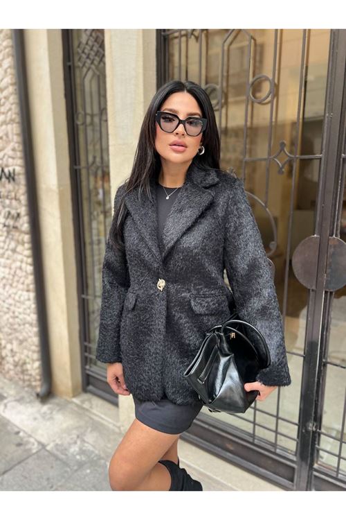 Sakallı Tek Düğmeli Çift Cepli Ceket