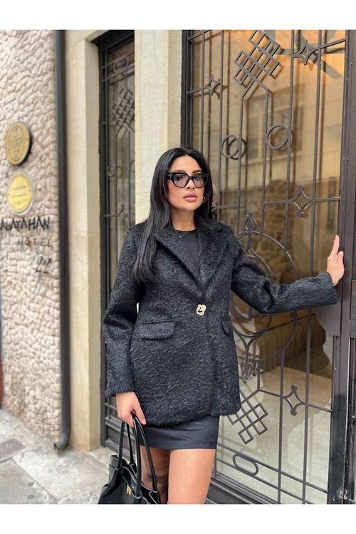 Sakallı Tek Düğmeli Çift Cepli Ceket