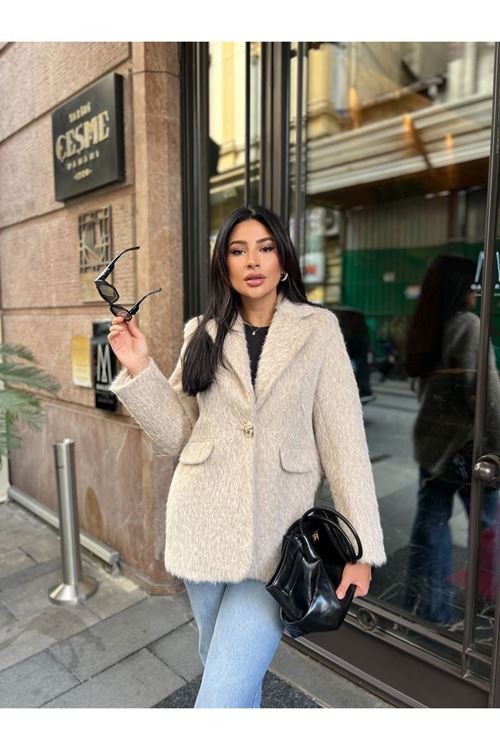 Sakallı Tek Düğmeli Çift Cepli Ceket