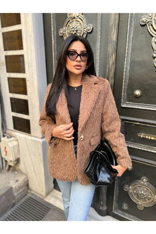 Sakallı Tek Düğmeli Çift Cepli Ceket