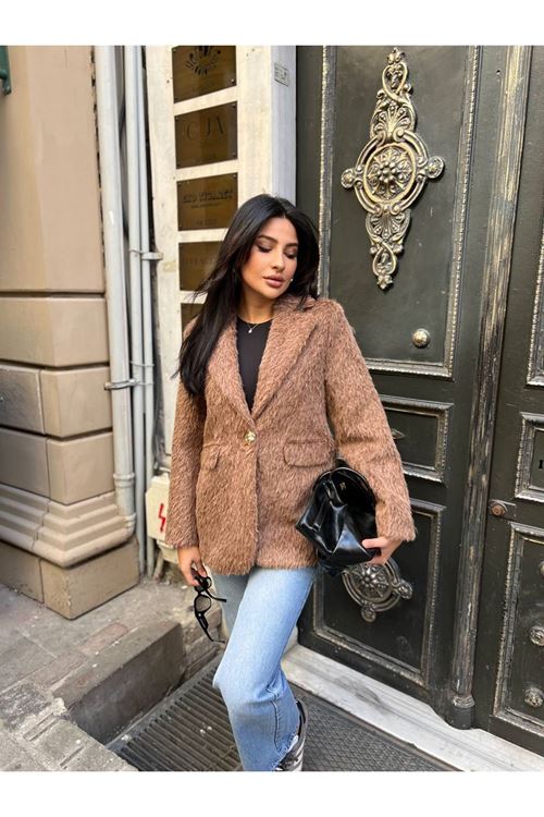 Sakallı Tek Düğmeli Çift Cepli Ceket