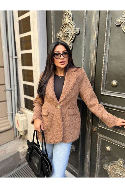 Sakallı Tek Düğmeli Çift Cepli Ceket