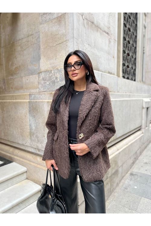 Sakallı Tek Düğmeli Çift Cepli Ceket