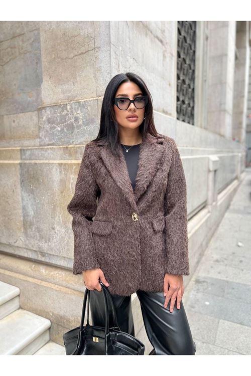 Sakallı Tek Düğmeli Çift Cepli Ceket