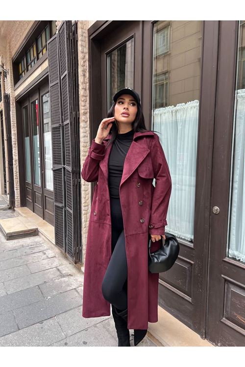 MAXİ BOY SÜET TRENÇKOT