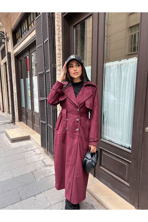 MAXİ BOY SÜET TRENÇKOT