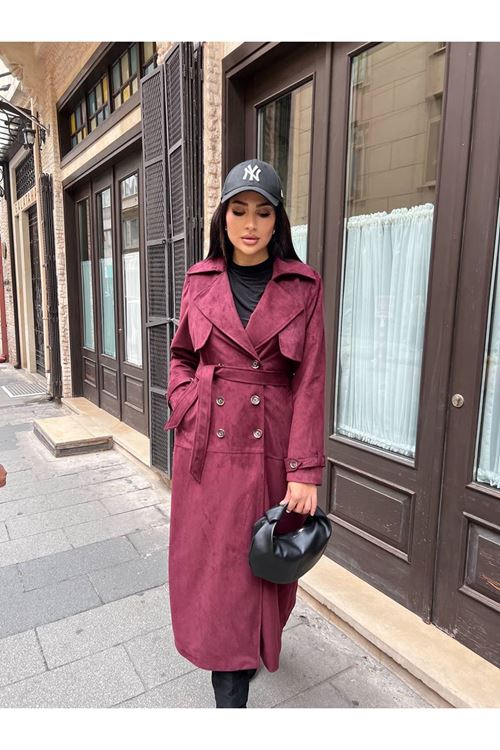 MAXİ BOY SÜET TRENÇKOT