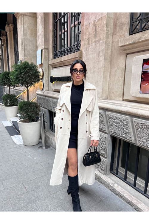 MAXİ BOY SÜET TRENÇKOT