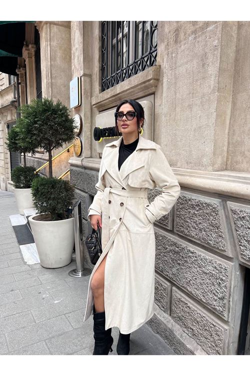 MAXİ BOY SÜET TRENÇKOT