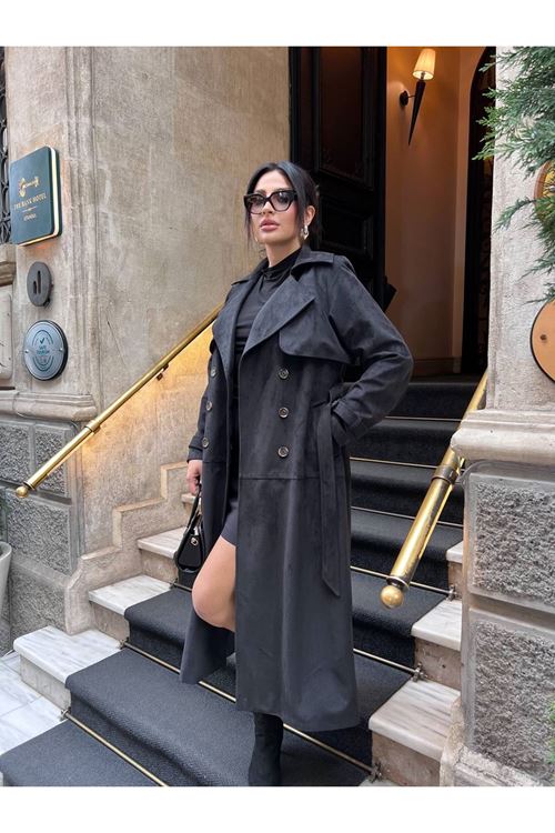 MAXİ BOY SÜET TRENÇKOT