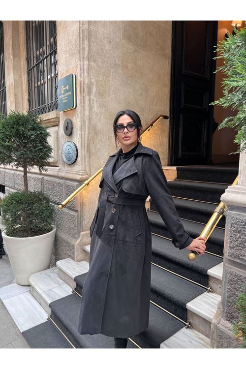 MAXİ BOY SÜET TRENÇKOT