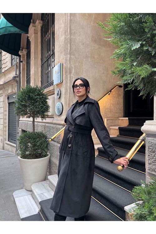 MAXİ BOY SÜET TRENÇKOT