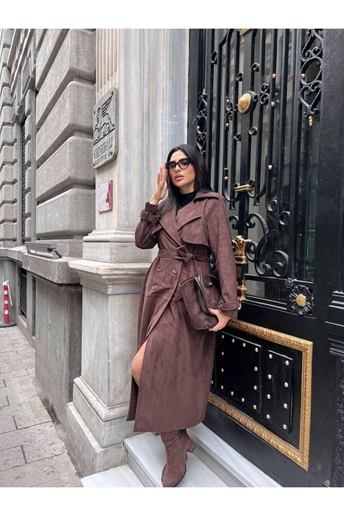 MAXİ BOY SÜET TRENÇKOT