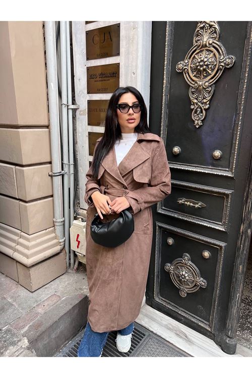 MAXİ BOY SÜET TRENÇKOT