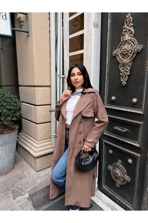 MAXİ BOY SÜET TRENÇKOT