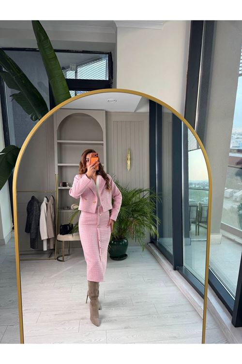 Şanel Tuvit Ceket Etek İkili Takım