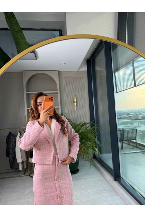 Şanel Tuvit Ceket Etek İkili Takım