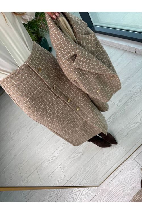 Şanel Tuvit Ceket Etek İkili Takım