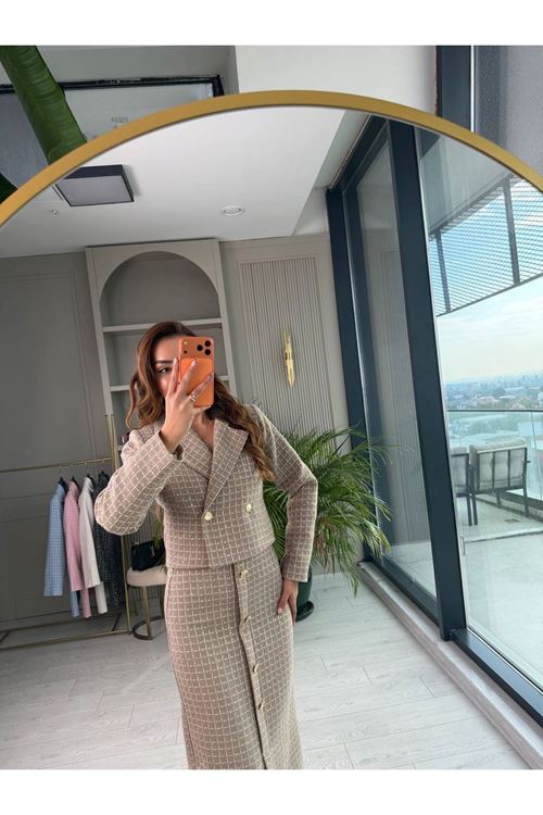 Şanel Tuvit Ceket Etek İkili Takım