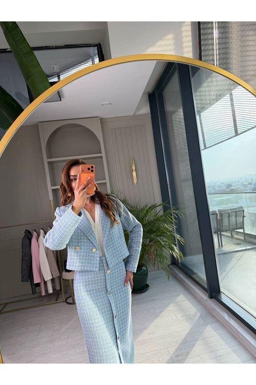 Şanel Tuvit Ceket Etek İkili Takım