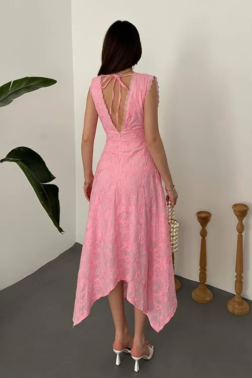 Pembe Brodeli Elbise