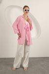 Ağaç Kabuğu Kumaş Kimono-Pembe